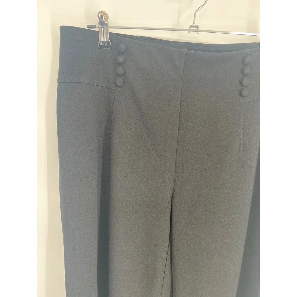 NYCC New York Clothing Co Black Wide Leg Sailor Button Trousers Pants Sz 12